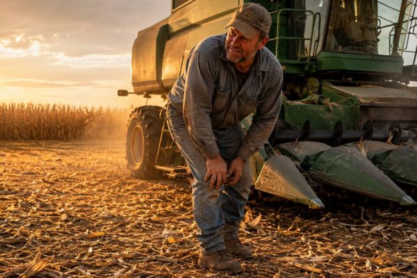 Farmer with knee pain during harvest season Central Minnesota
